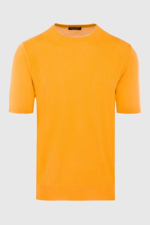 Cesare di Napoli man short sleeve jumper in silk and cotton yellow for men buy with prices and photos 168431 - photo 1