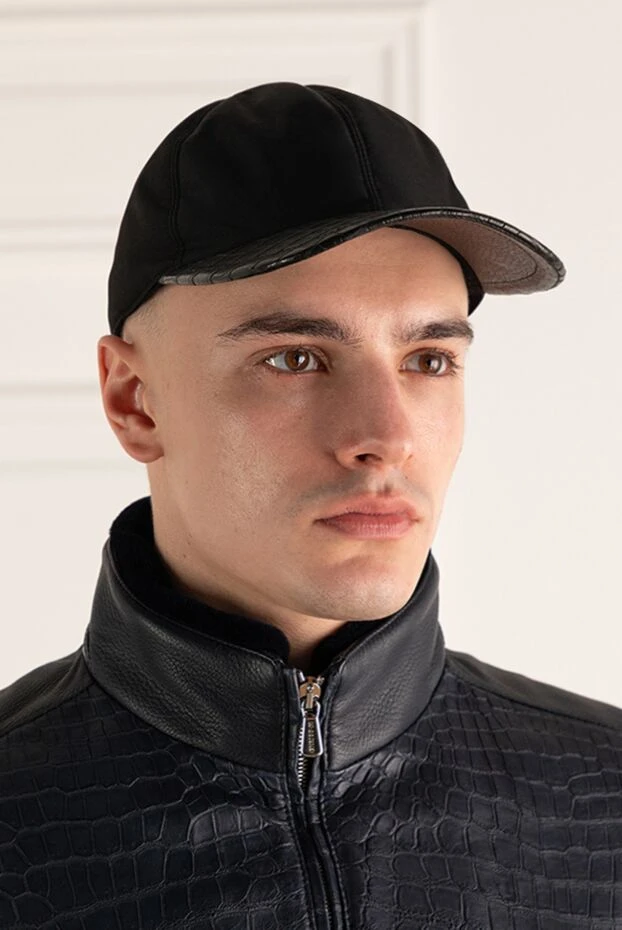 Cesare di Napoli man black alligator and polyamide cap for men buy with prices and photos 168440 - photo 2