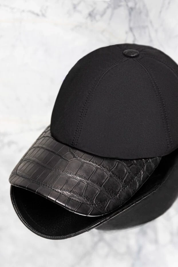 Cesare di Napoli cap made of alligator leather and polyamide black for men 168440 - photo 2
