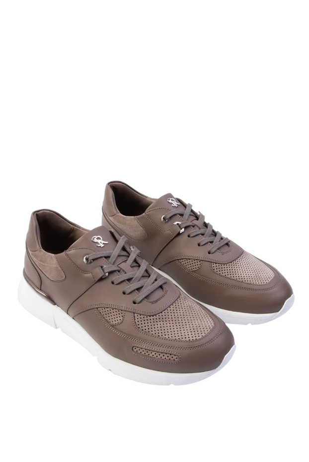 Stefano Ricci brown leather snickers for men 168444 - photo 3