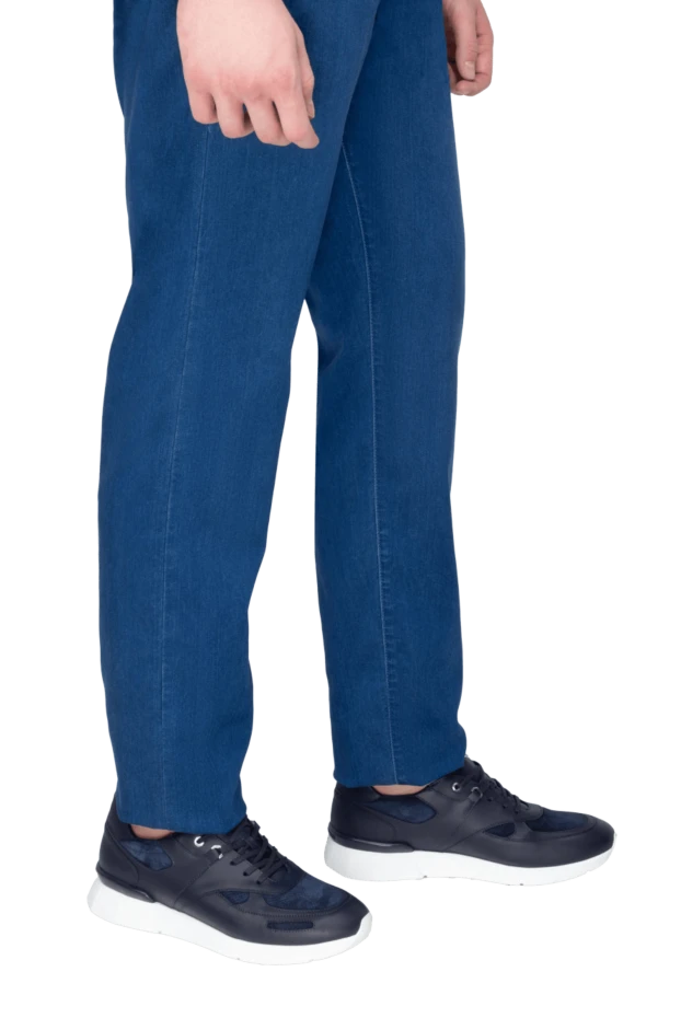 Stefano Ricci blue leather snickers for men 168446 - photo 2