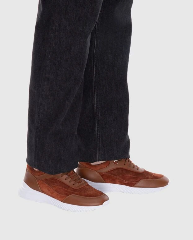 Stefano Ricci orange leather and suede sneakers for men 168448 - photo 2