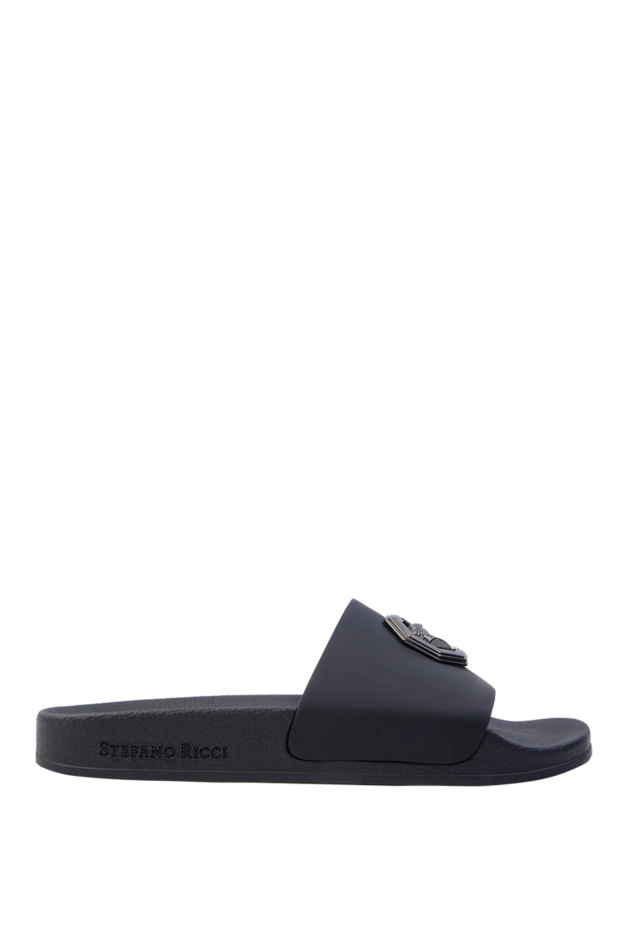 Stefano Ricci шлепанцы из кожи черные мужские 168455 - фото 1