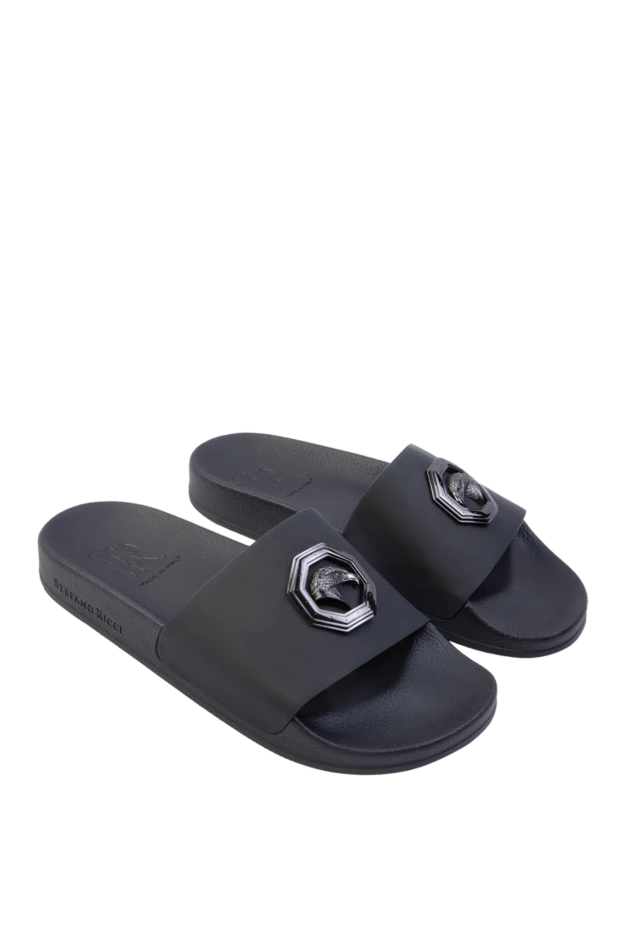 Stefano Ricci шлепанцы из кожи черные мужские 168455 - фото 3