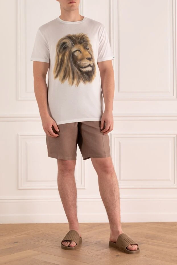 Шорты изо льна коричневые мужские - фото 2