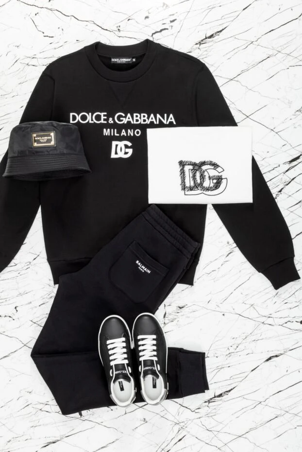 Dolce & Gabbana men's black cotton sweatshirt with print 168485 - photo 2