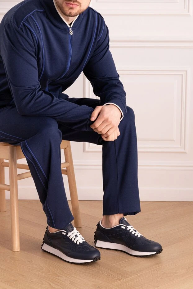 Doucal`s мужские кроссовки из кожи синие мужские купить с ценами и фото 168506 - фото 2