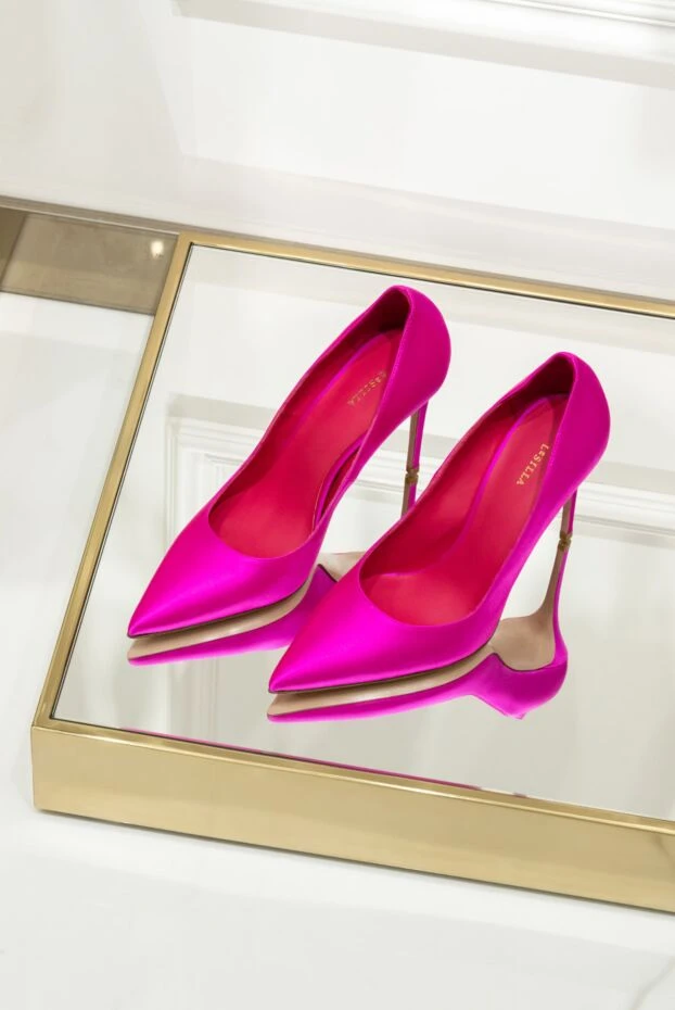 Le Silla туфлі-човники жіночі яскраво-рожеві шкіряні на високих підборах 168553 - фото 2