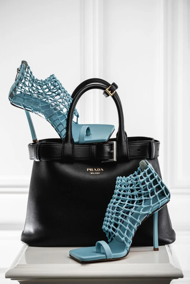 Le Silla босоніжки жіночі блакитні шкіряні з плетінням 168554 - фото 2