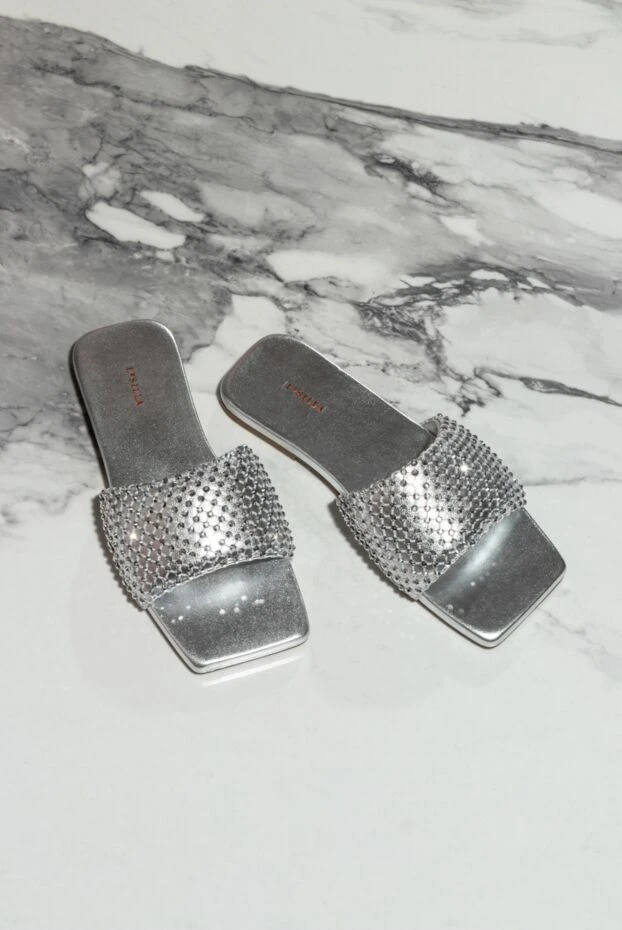 Le Silla шльопанці жіночі шкіряні з квадратним носом срібні 168555 - фото 2