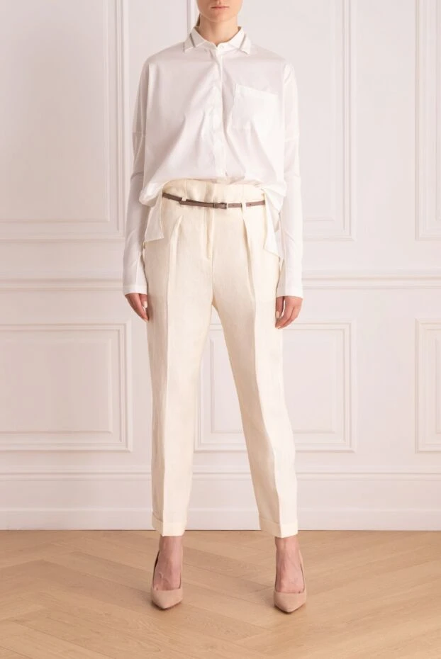 Peserico женские брюки из льна белые женские купить с ценами и фото 168634 - фото 2