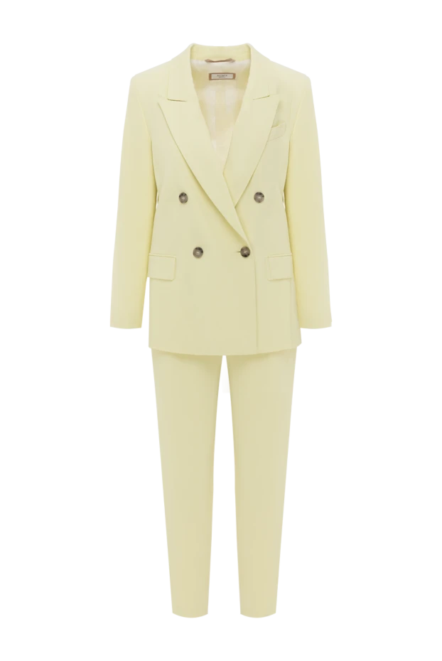 Yellow viscose and elastane trouser suit for women