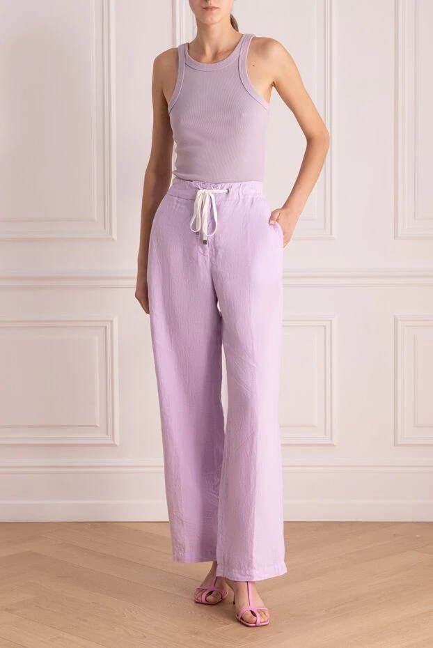 Peserico женские брюки из льна фиолетовые женские купить с ценами и фото 168658 - фото 2