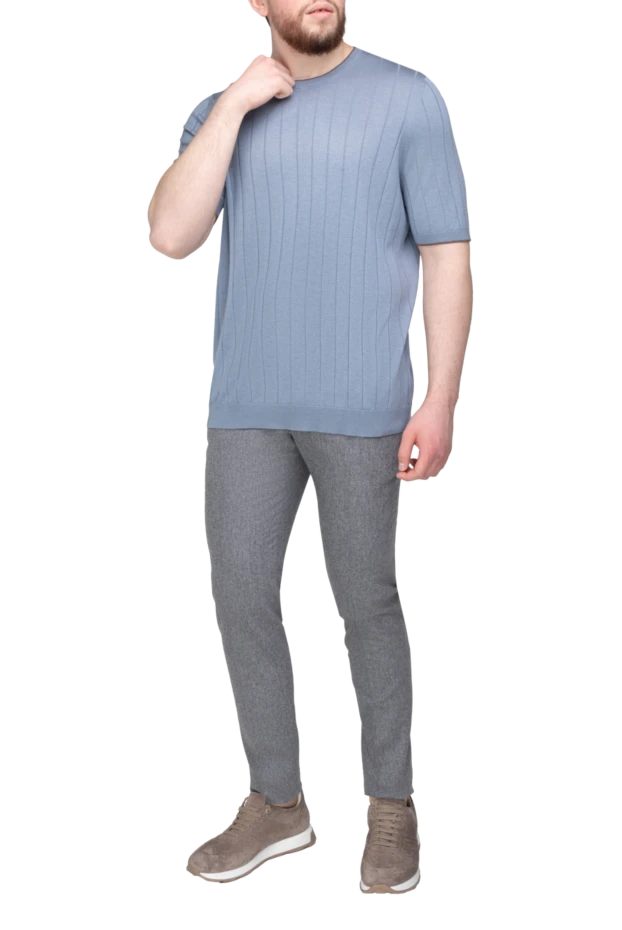 Barba Napoli short sleeve silk jumper blue for men 196545 - photo 2
