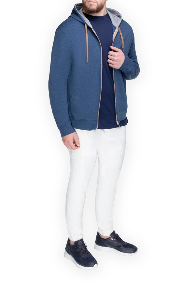 Barba Napoli man blue cotton and polyamide hoodie buy with prices and photos 168714 - photo 2