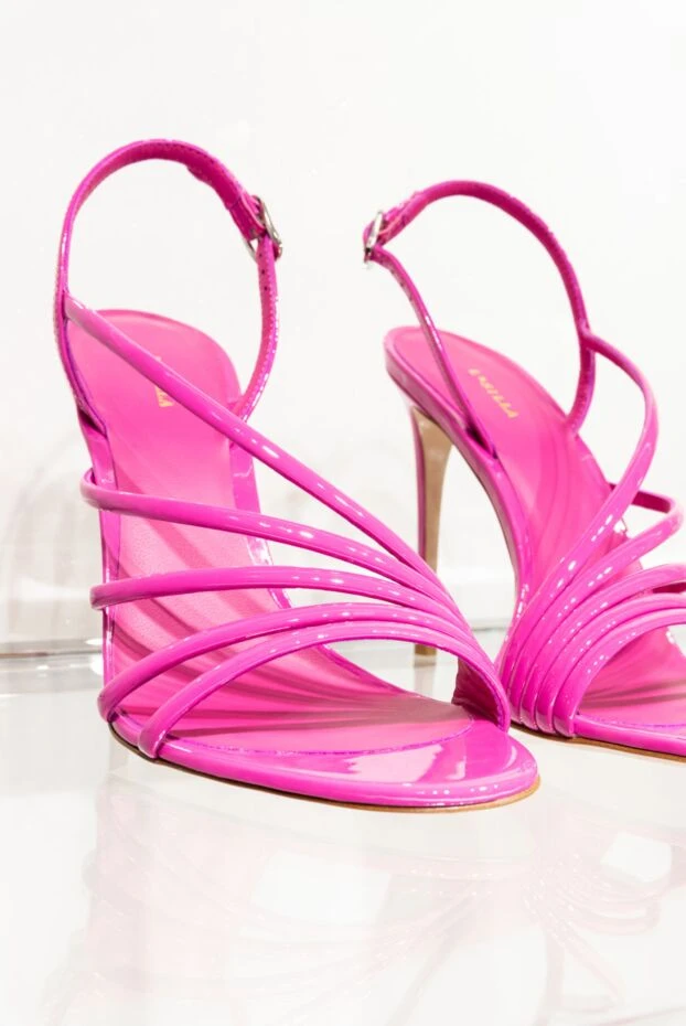 Le Silla босоніжки жіночі зі шкіри з тонкими ремінцями рожеві 168736 - фото 3