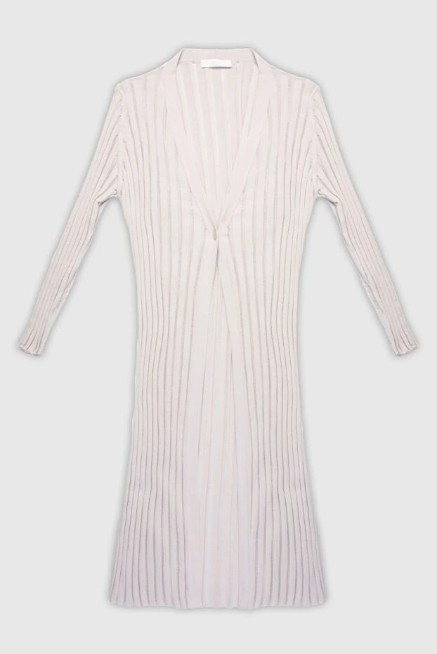 Fabiana Filippi elegant beige long cardigan with shirt collar and rib 195629 - photo 1