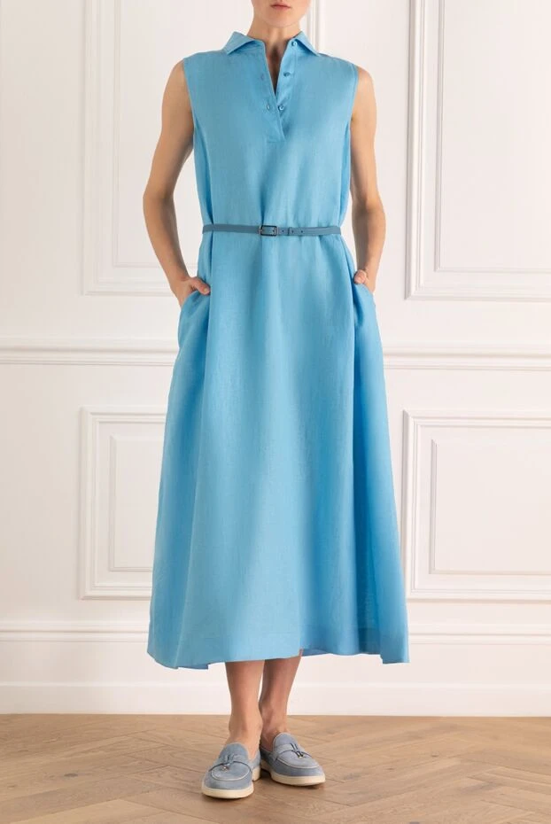 Loro Piana woman blue linen dress for women 168814 - photo 2