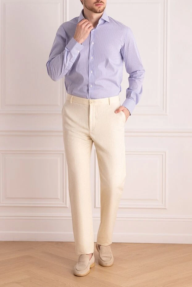 Loro Piana man white cotton and linen trousers for men buy with prices and photos 168815 - photo 2