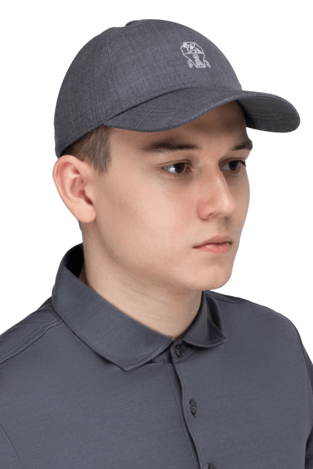 Brunello Cucinelli кепка з вовни сіра чоловіча 168859 - фото 2