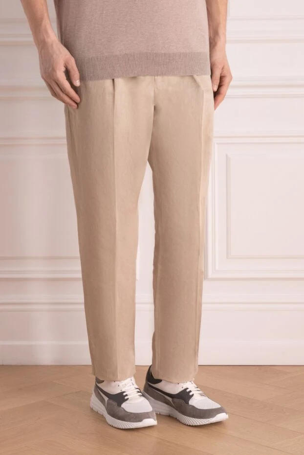 Brunello Cucinelli beige linen and cotton pants for men 168890 - photo 3
