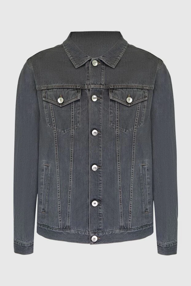 Джинсовая куртка из хлопка серая мужская - фото 1