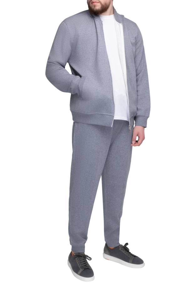 Костюм спортивный мужской из хлопка и полиамида серый - фото 2