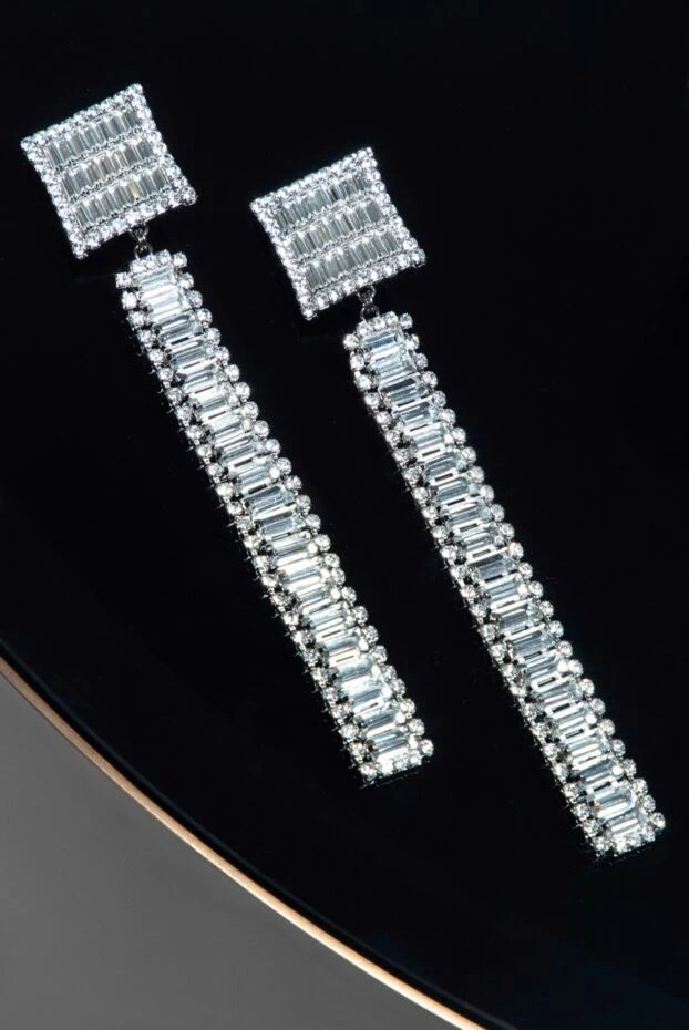 Alessandra Rich серьги с кристаллами и подвеской серые женские 168932 - фото 3