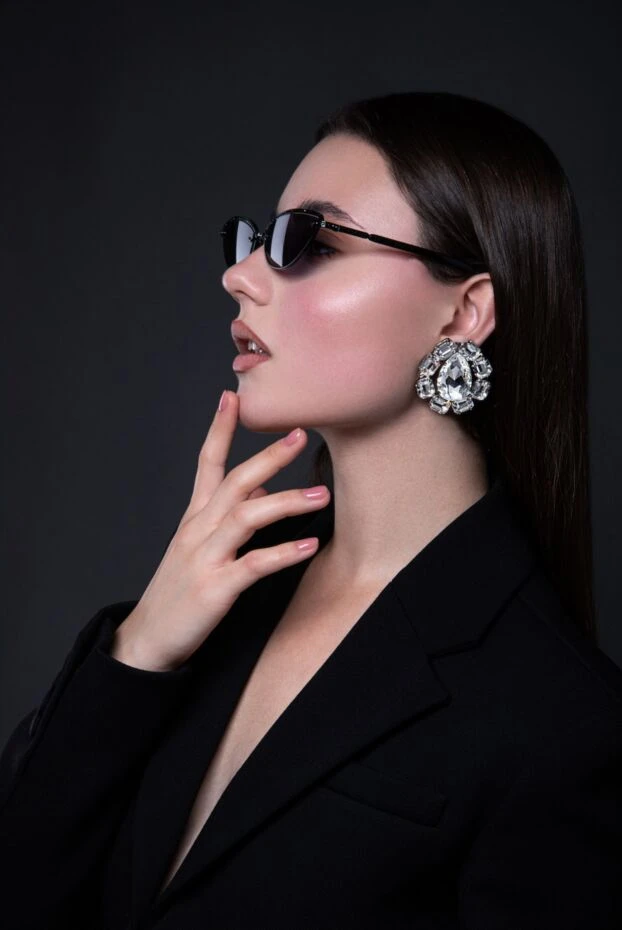 Alessandra Rich серьги с кристаллами серые женские 168934 - фото 2