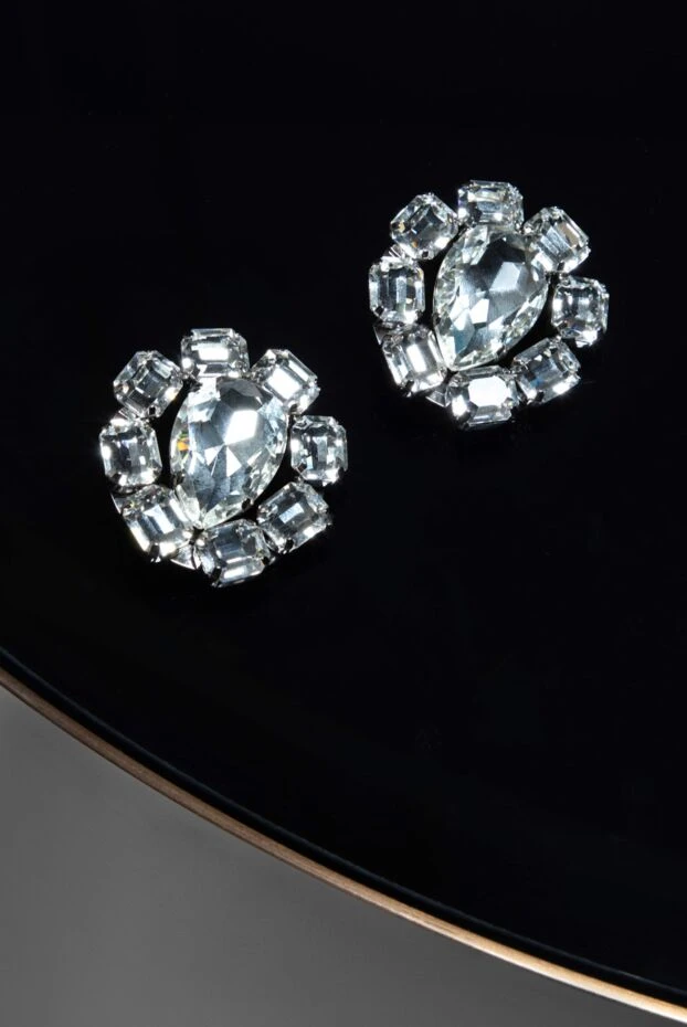 Alessandra Rich серьги с кристаллами серые женские 168934 - фото 3