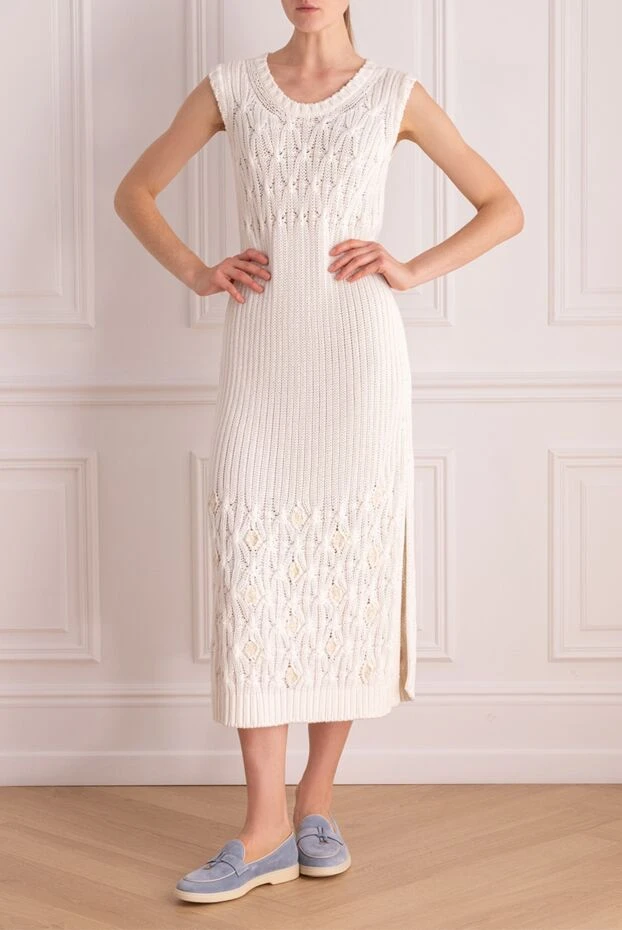 Loro Piana жіночі сукня з бавовни та шовку біла жіноча купити фото з цінами 169015 - фото 2