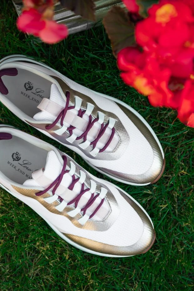 Loro Piana women's sneakers with pink laces white 169031 - photo 2