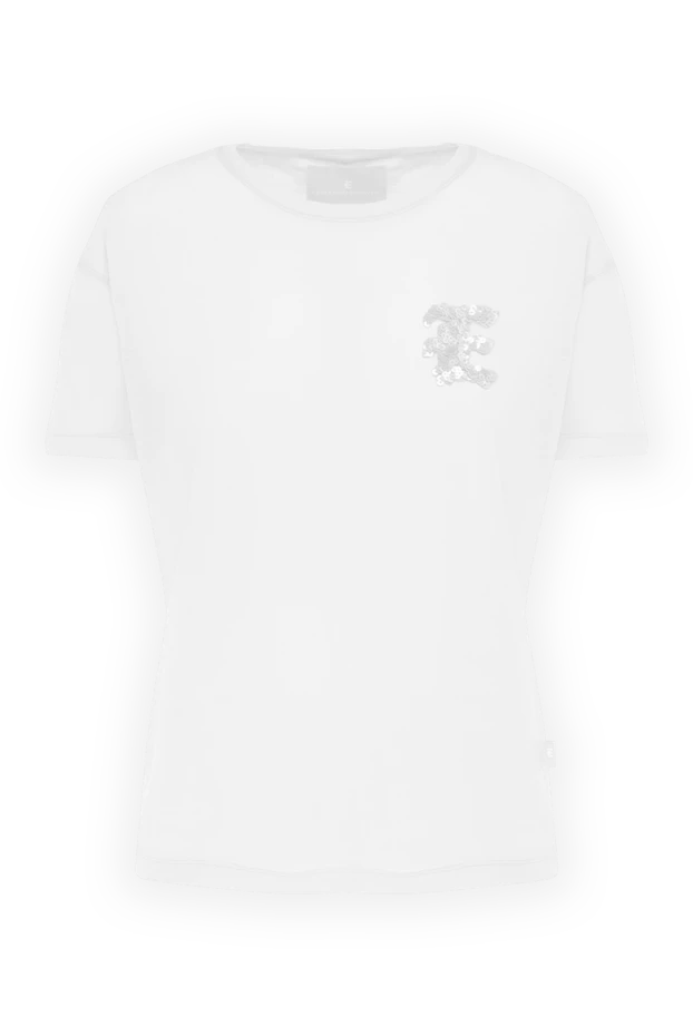 Ermanno Scervino women's cotton white t-shirt with logo made of sequins 169037 - photo 1