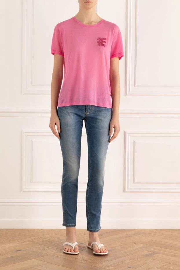 Ermanno Scervino женские футболка из хлопка розовая женская купить с ценами и фото 169040 - фото 2