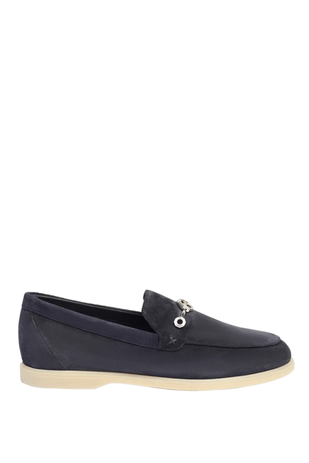 Stefano Ricci лофери з нубуку сині чоловічі 169105 - фото 1