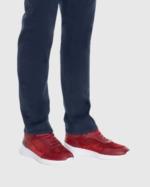 Stefano Ricci red nubuck and leather sneakers for men 169112 - photo 2