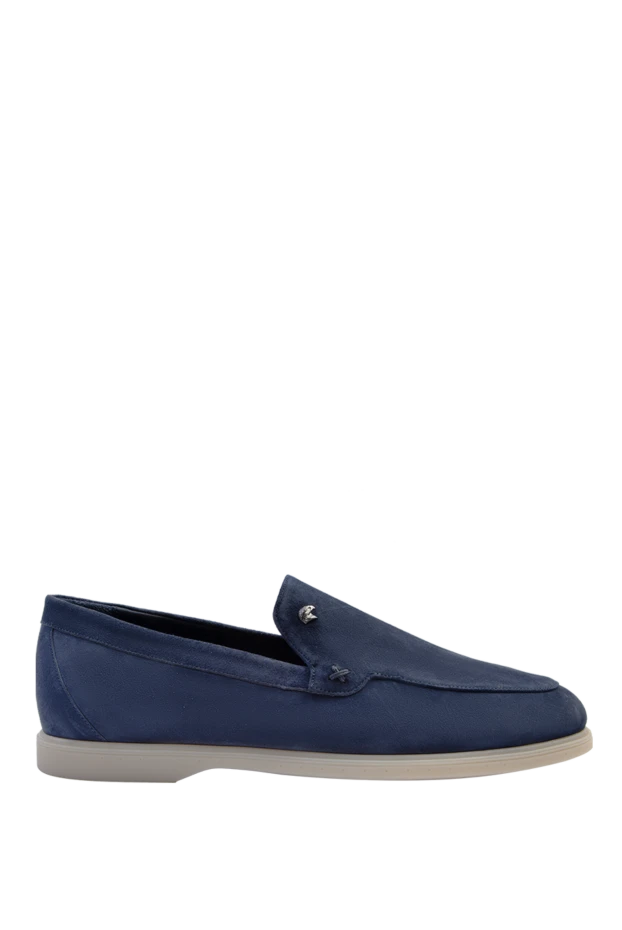 Лоферы из нубука синие мужские - фото 1