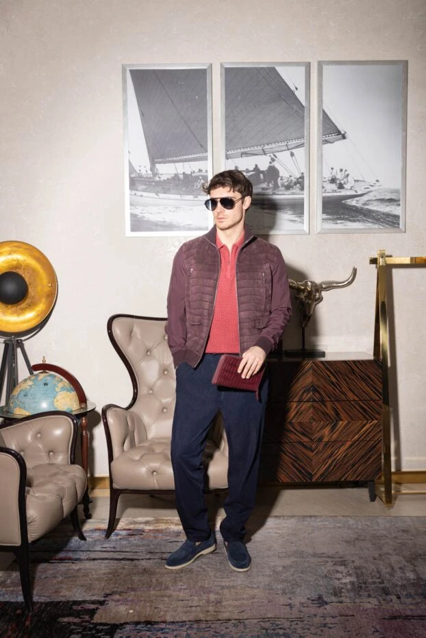 Stefano Ricci темно синие лоферы из мягкого нубука на светлой подошве 169115 - фото 3