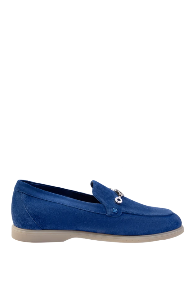 Stefano Ricci лофери з нубуку сині чоловічі 169116 - фото 1