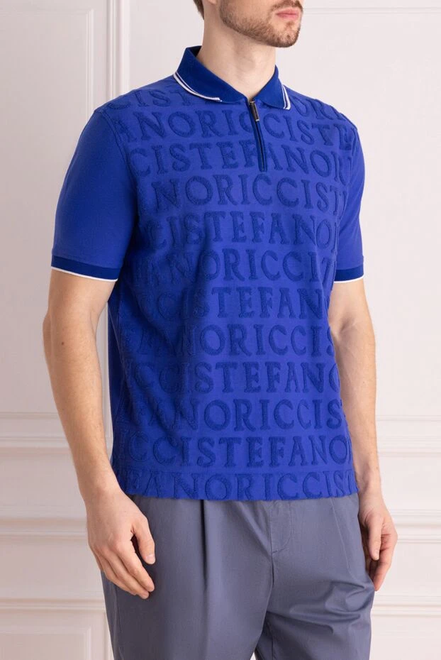 Stefano Ricci поло из хлопка и полиамида синее мужское 169126 - фото 3