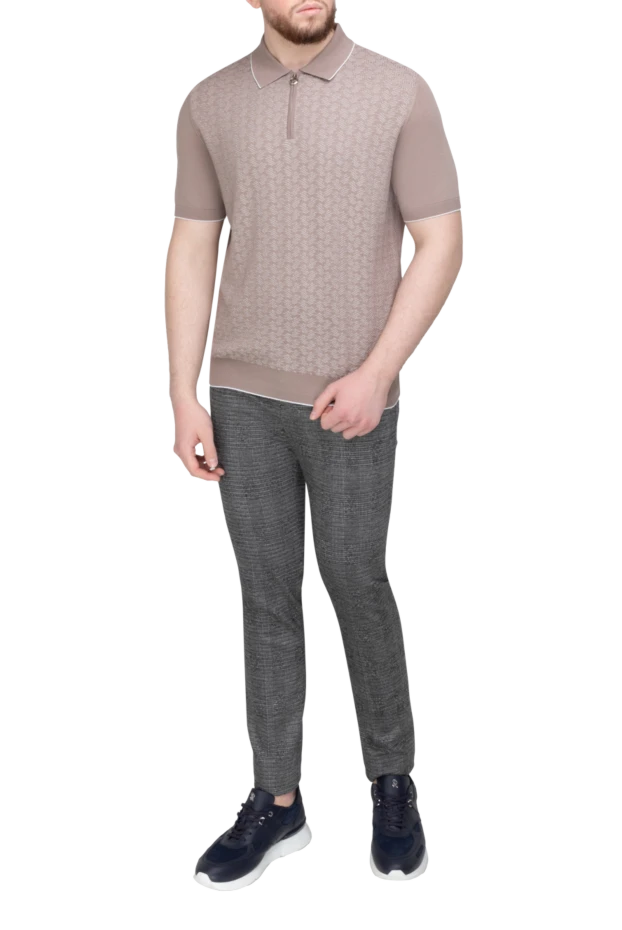 Brown cotton and silk polo for men - photo 2