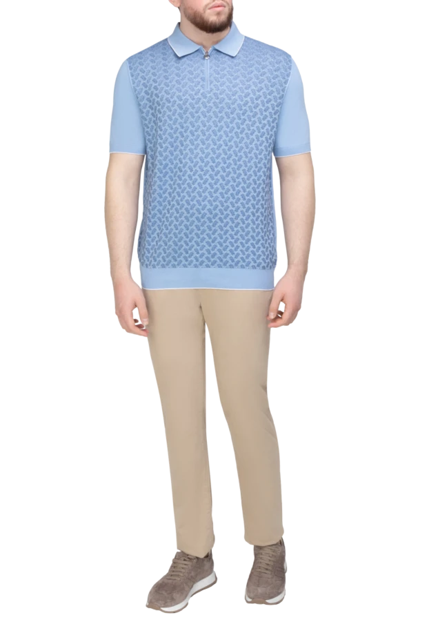 Stefano Ricci blue cotton and silk polo for men 169143 - photo 2
