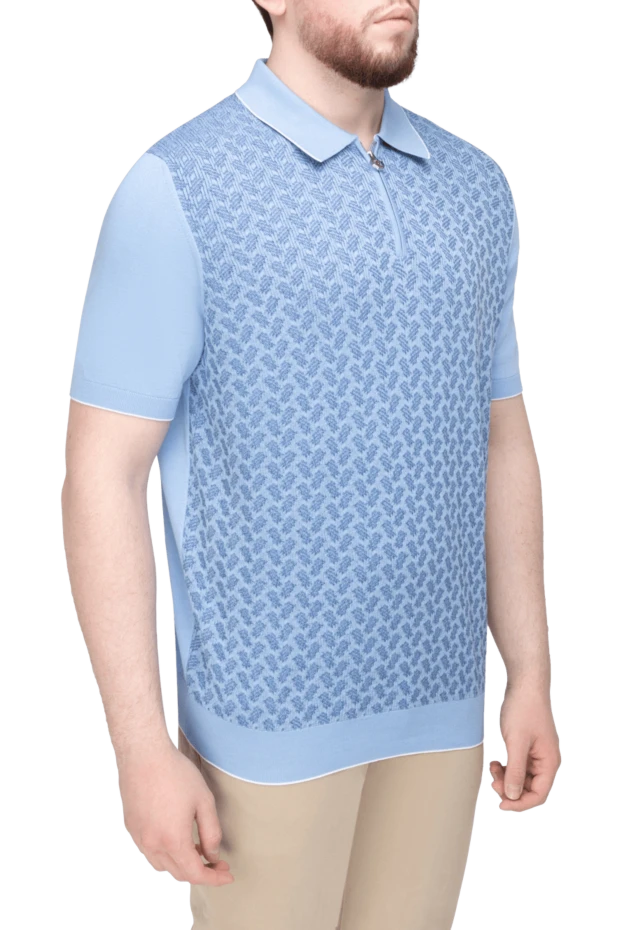 Stefano Ricci blue cotton and silk polo for men 169143 - photo 3