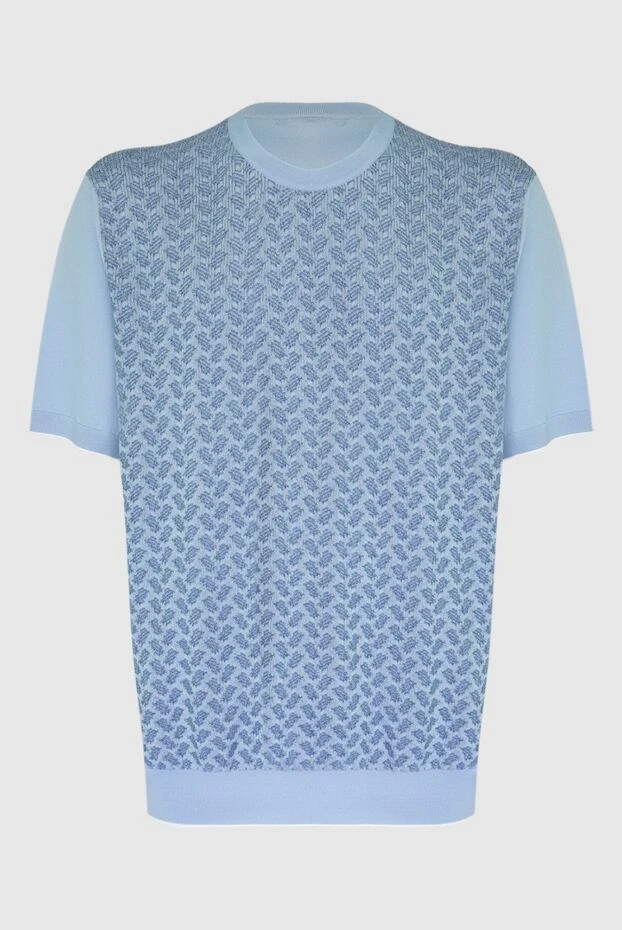Stefano Ricci джемпер с коротким рукавом из шелка и хлопка голубой мужской 169145 - фото 1