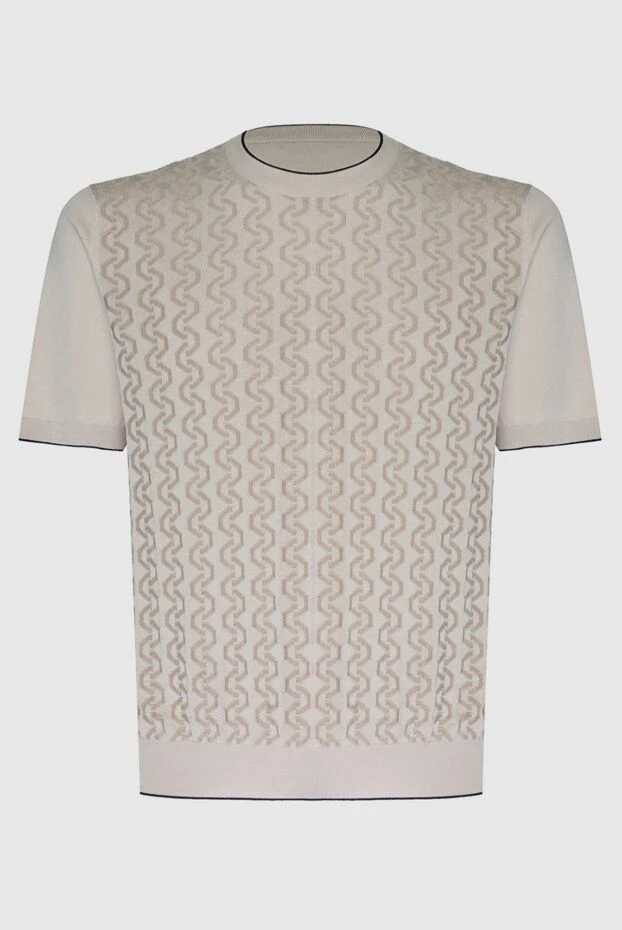 Stefano Ricci джемпер с коротким рукавом из шелка и хлопка бежевый мужской 169147 - фото 1