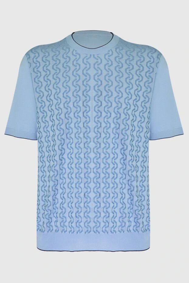 Stefano Ricci джемпер с коротким рукавом из шелка и хлопка голубой мужской 169148 - фото 1