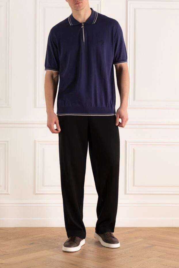 Polo from cotton blue for men - photo 2
