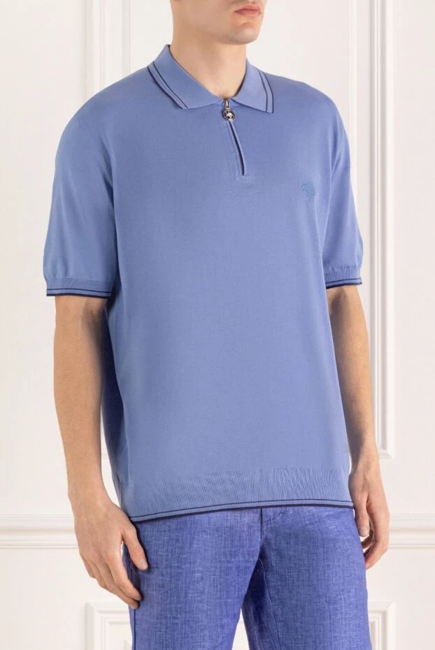 Stefano Ricci поло из хлопка голубого мужское 169152 - фото 3