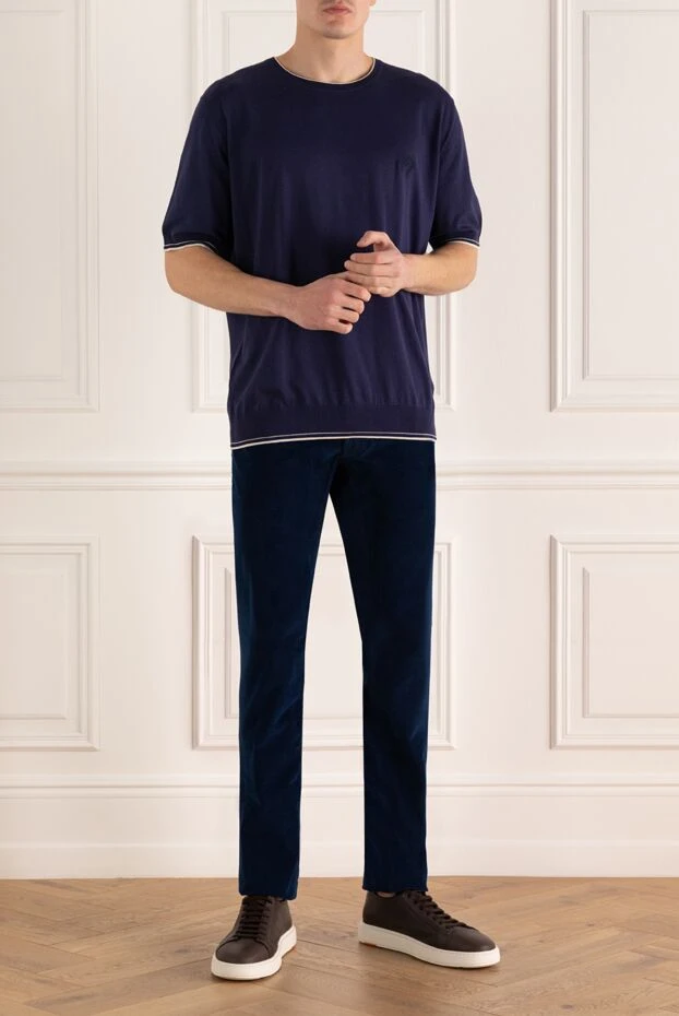 Stefano Ricci джемпер с коротким рукавом из хлопка синий мужской 169159 - фото 2