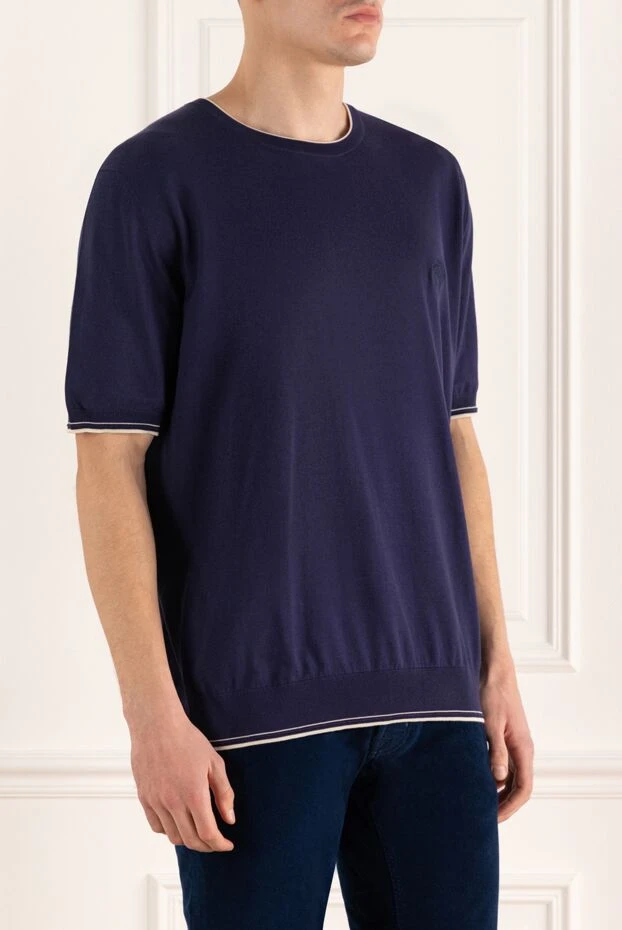 Stefano Ricci джемпер с коротким рукавом из хлопка синий мужской 169159 - фото 3